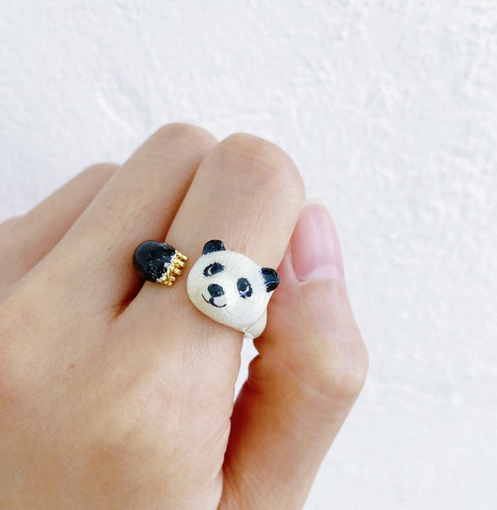 Adjustable Rings Lady Holiday Girls Party Gift Daily Wear Animals Open Rings  Panda 3Pcs 